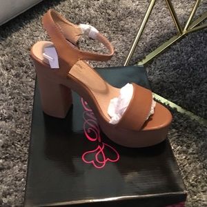 Camel colored block heels